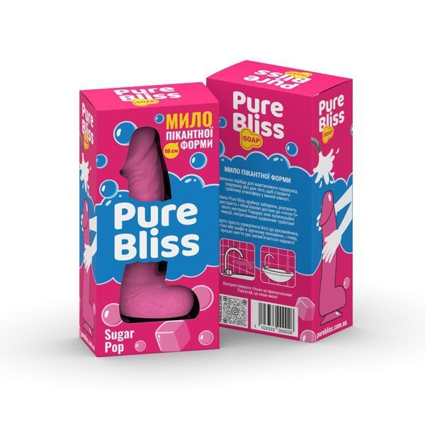 Ароматне мило у формі члена Pure Bliss Pink Sugar Pop 18 см - веселий подарунок для вечірки, жувальна гумка, з присоскою SO-SX3028 фото