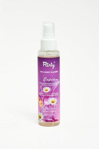 Антибактеріальний спрей для інтимної гігієни Flirty TOY & BODY CLEANER 100мл з екстрактом ромашки та ароматом банана B-RKB-360991 фото