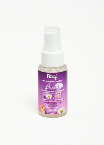 Антибактеріальний спрей для інтимної гігієни Flirty TOY & BODY CLEANER 50мл з екстрактом ромашки та ароматом банана B-RKB-360984 фото
