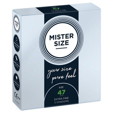 Презервативи Mister Size Pure Feel 47, товщина 0,05 мм, 3 шт. - максимальні відчуття та надійний захист SO-SO8032 фото