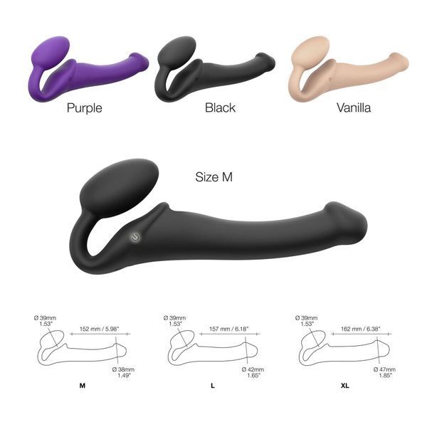 Безремінний страпон з вібрацією Strap-On-Me Violet M, діаметр 3,8 см, пульт ДУ, 3 мотори для одночасного оргазму SO-SO3825 фото