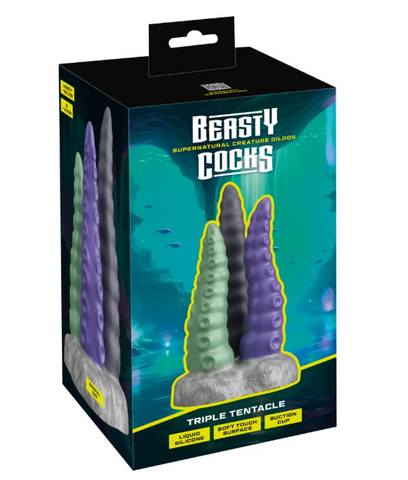 Фаллоімітатор Triple Tentacle з рідкого силікону, 3 рухомі щупальця, 22 см, для глибокого задоволення B-ORI-5004179 фото