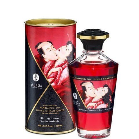 Розігріваюче масло Shunga Aphrodisiac "Палаюча вишня" 100 мл без цукру для посилення відчуттів SO-SO2493 фото