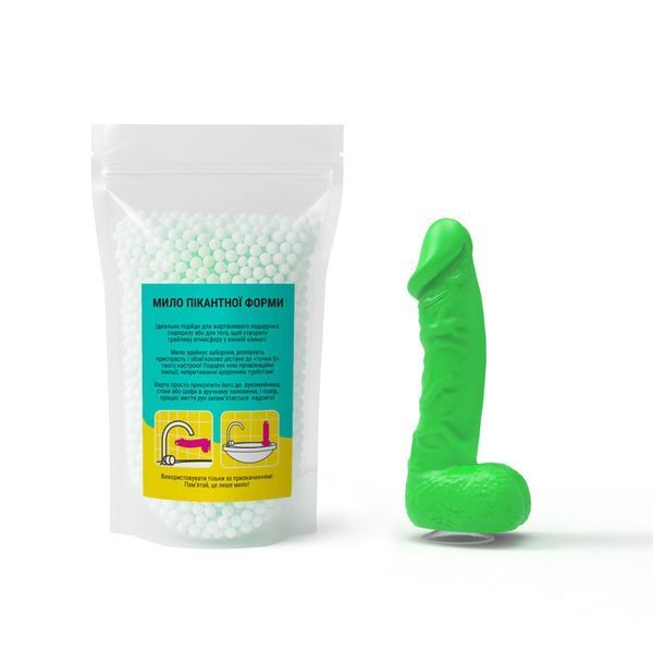 Крафтове мило-член з присоскою Чистий Кайф MEDIUM Green, 15 см, для подарунка та вечірки SO-SX2310 фото
