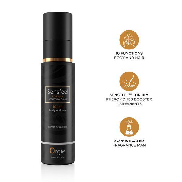 Лосьон с феромонами для тела и волос Orgie Sensfeel Seduction Elixir 10 в 1 для мужчин, 100 мл &ndash; увлажнение, защита от УФ, блеск волос SO-SX1541 фото