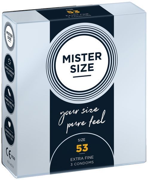 Презервативы Mister Size 53 мм, 3 шт, тонкие и комфортные для веганов B-ORI-413690 фото