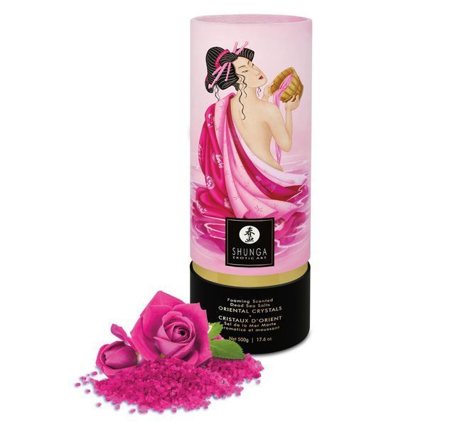 Пінна сіль для ванни Shunga Rose Petal з сіллю Мертвого моря, 500 г, натуральна ароматна ванна SO-SO6893 фото