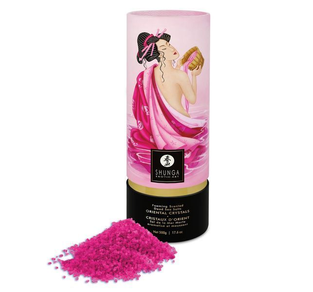 Пінна сіль для ванни Shunga Rose Petal з сіллю Мертвого моря, 500 г, натуральна ароматна ванна SO-SO6893 фото