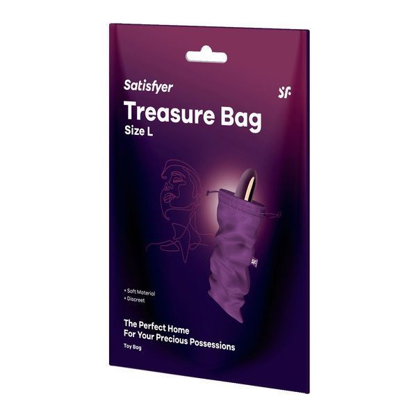 Мішечок для секс-іграшок Satisfyer Treasure Bag L, фіолетовий, на шнурку, для девайсів середнього розміру SO-SX0550 фото