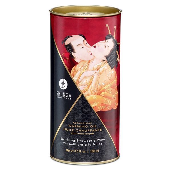 Розігрівальне масло Shunga Aphrodisiac "Ігристе клубничне вино" 100 мл без цукру для ерогенних зон SO-SO2497 фото