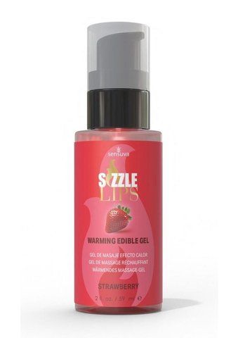 Розігріваючий масажний гель Sensuva Sizzle Lips Полуниця 59 мл, без цукру, їстівний SO-SO9830 фото
