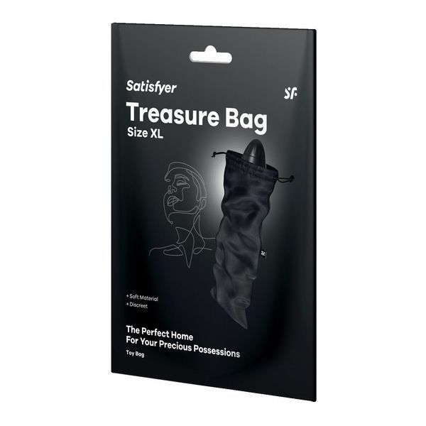 Мішечок для секс-іграшок Satisfyer Treasure Bag XL чорний, місткий на шнурку SO-SX0552 фото
