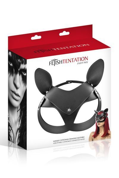 Маска кошки Fetish Tentation Adjustable Catwoman Diamond Mask из искусственной кожи, регулируемый размер 50-64 см, БДСМ аксессуар SO-SO4661 фото