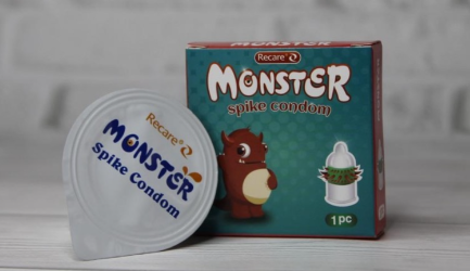 Презерватив Recare MONSTER Green+Red Wink с усиками, 1шт - максимальное удовольствие. B-RM-555 фото
