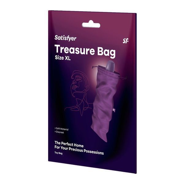 Мешочек для секс-игрушек Satisfyer Treasure Bag XL, фиолетовый, на шнурке, вместительный и непрозрачный SO-SX0553 фото
