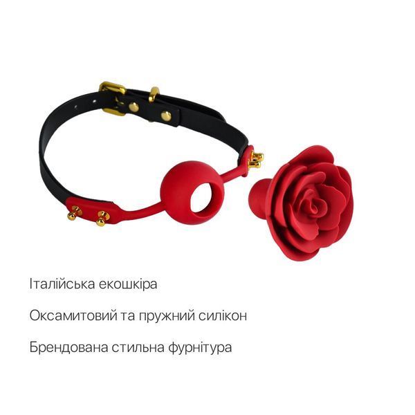 Розкішний кляп у вигляді троянди Zalo - Rose Ball Gag, еко-шкіра, силікон, подвійне використання SO-SO6690 фото