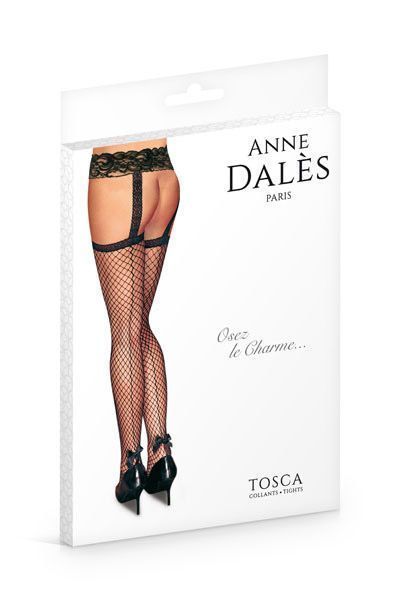 Чулки з поясом Anne De Ales TOSCA T3 Black, середня сітка, мереживний пояс, розмір L SO-SO1923 фото