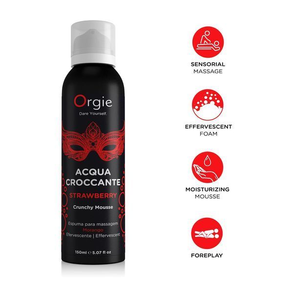 Масажна пінка Orgie Acqua Croccante Strawberry 150 мл з ефектом лопаючихся бульбашок для зволожуючого масажу SO-SX1493 фото