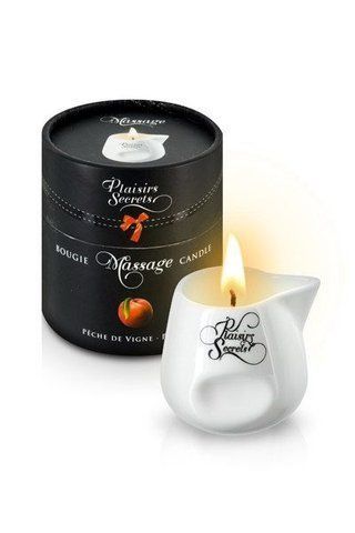 Масажна свічка Plaisirs Secrets Peach 80 мл в керамічному посуді, подарункова упаковка SO-SO1849 фото