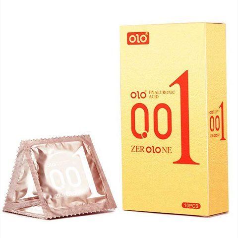 Презервативи OLO 0.01 GOLD з ребрами та пупиришками, гіалуронова змазка, 10 шт. MS-X00001112 фото