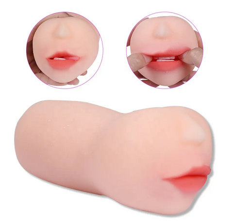 Мастурбатор ротик Cute nose с рельефной поверхностью и подвижным языком, 165 мм B-SQ-MA60016 фото
