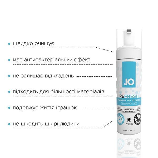 М'яка дезінфікуюча пінка JO REFRESH 207 мл для очищення секс-іграшок без триклозану та парабенів SO-SO1773 фото