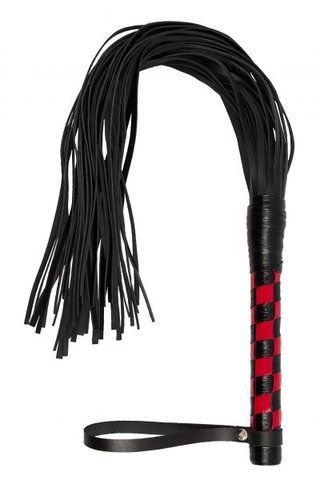 Флогер Premium Leather Flogger, черный/красный, 40 полос натуральной кожи, 20 см ручка B-KVL-280149 фото