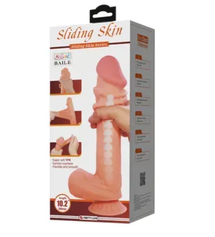 Фаллоімітатор на присосці LyBaile Sliding Skin 10,2" з хребтом та ефектом ковзаючої шкіри, 55 мм діаметра B-BW-008103NRG-1 фото