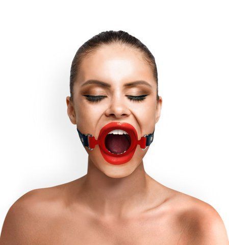 Кляп-розширювач силіконове кільце Art of Sex Gag Ring, червоний, шкіра, для БДСМ-ігор SO-SO6706 фото
