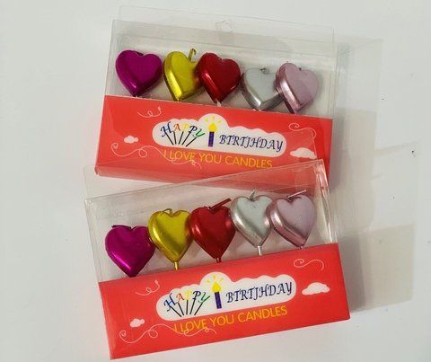 Свічки для торта Heart, 5 шт, кольорове асорті - для чарівного свята B-KUS-0022-7 фото