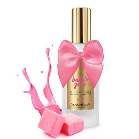 Лубрикант на силіконовій основі 2в1 Bijoux Indiscrets Bubblegum для сексу і масажу, 100 мл з ароматом полуниці SO-SO5941 фото