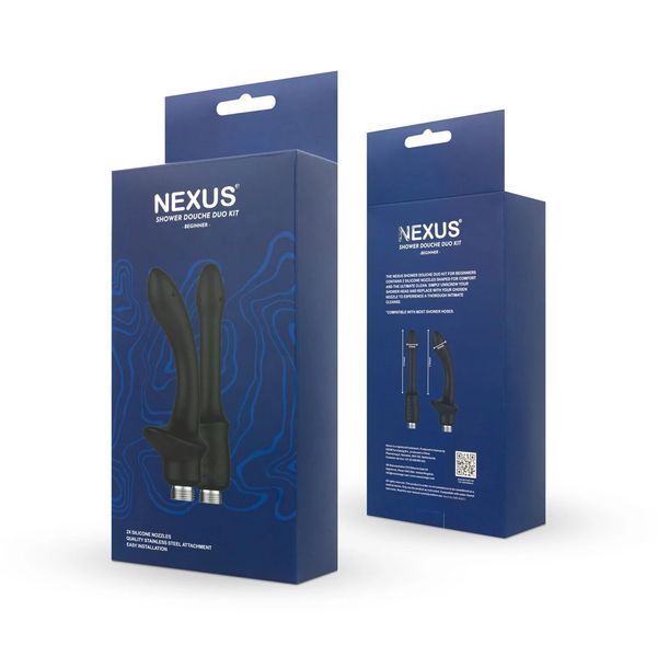 Набір анальних насадок для душу Nexus BEGINNER Shower Douche Duo Kit, 2 шт., силіконові, для початківців, чорний SO-SO9857 фото