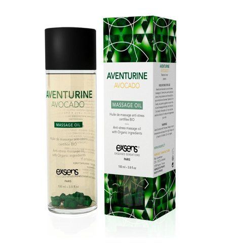 Масажна олія Exsens Aventurine Avocado 100мл - антистресова натуральна олія для масажу з авантюрином SO-SO2377 фото