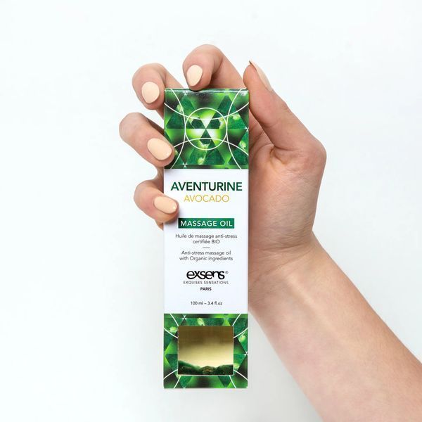 Масажна олія Exsens Aventurine Avocado 100мл - антистресова натуральна олія для масажу з авантюрином SO-SO2377 фото